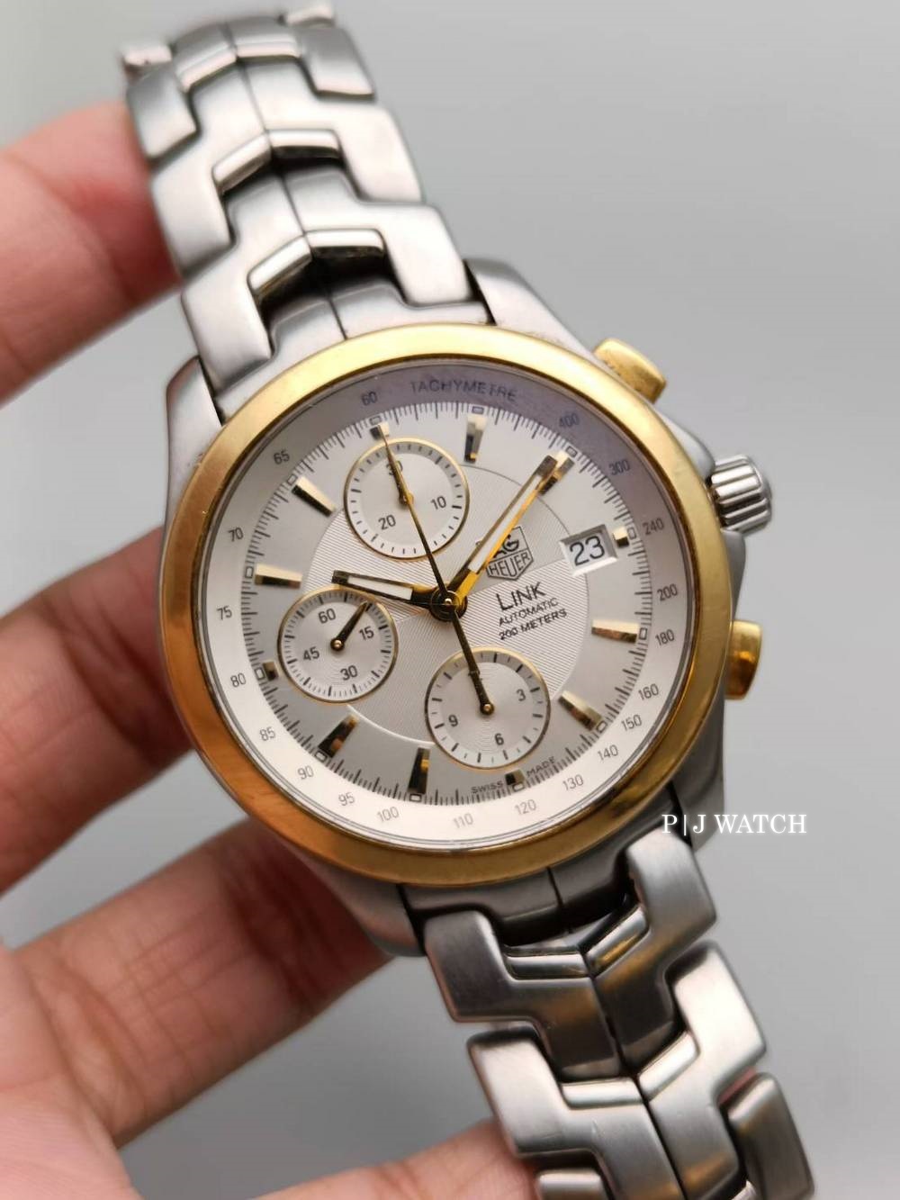 TAG Heuer Link 41mm Stainless Steel & 18k Yellow Gold Chronograph White ...