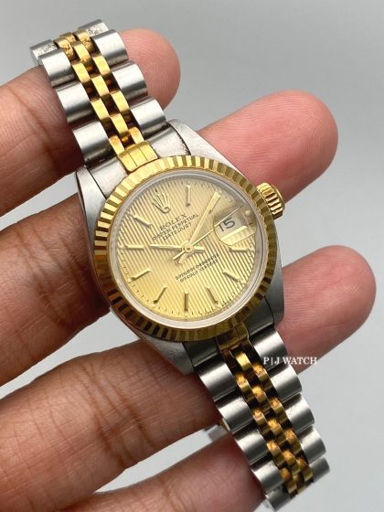 Rolex Lady-Datejust 26mm Yellow Gold&Steel Jubilee Champagne Tapestry Dial Ref.69173