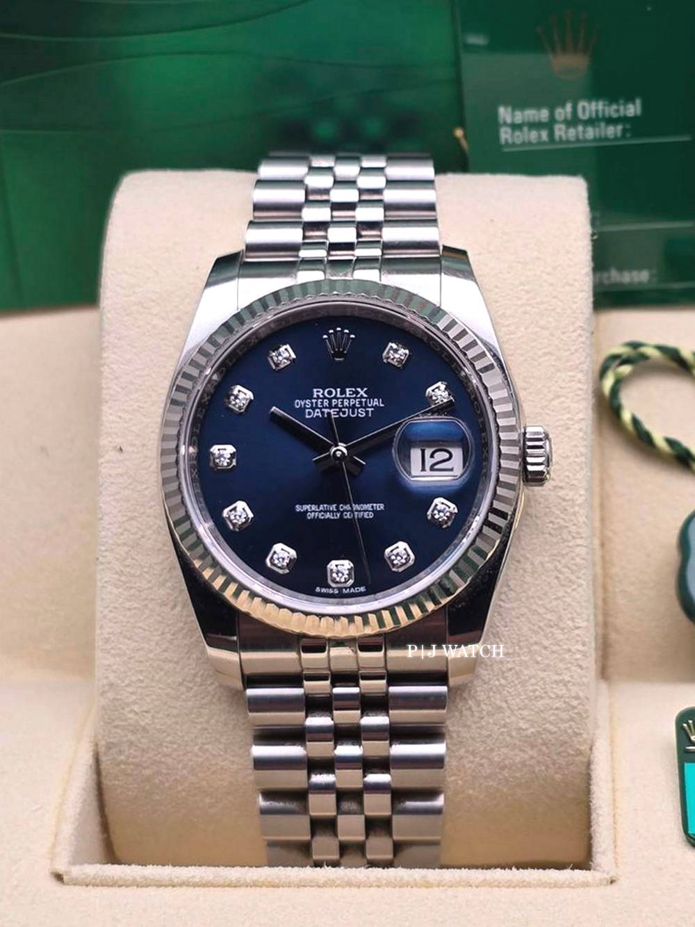 Rolex Datejust 36mm Blue Diamond Jubilee Bracelet Watch Ref.116234