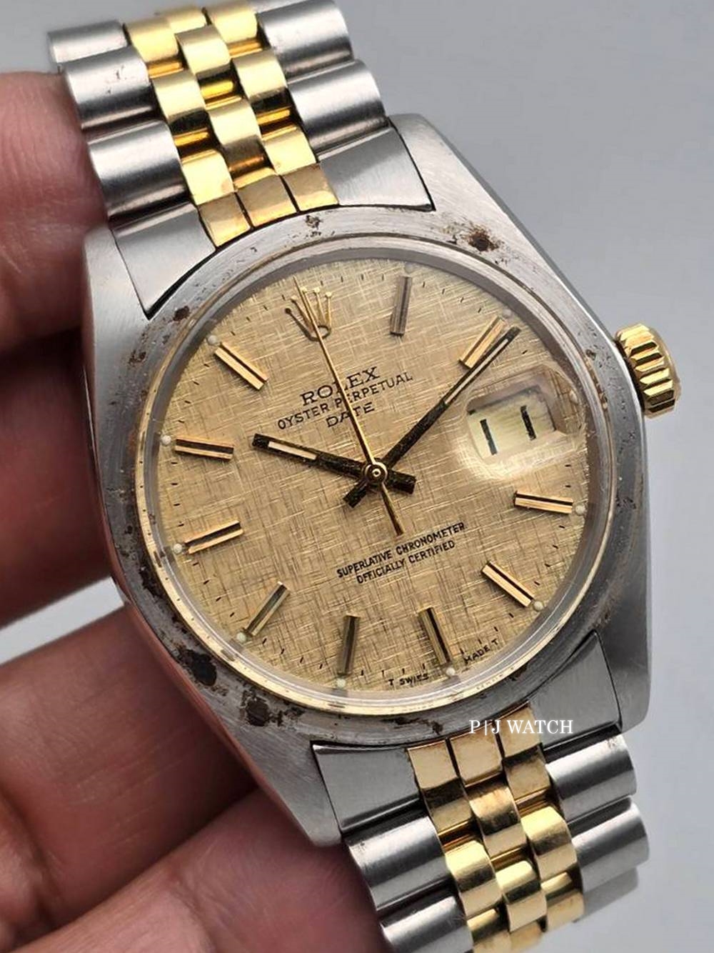 Rolex Date Oyster Perpetual Date 34mm Steel&Gold Vintage Watch Ref.1500