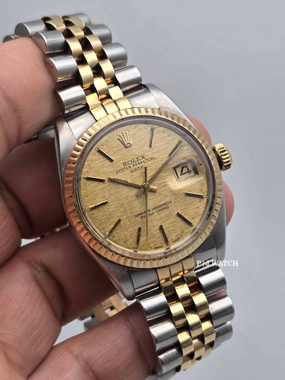 Rolex Oyster Perpetual Date 34mm 2Tone Linen Dial Ref.1500